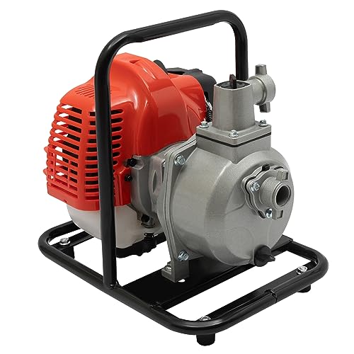 JooWing 43cc Gas Gasoline Water Pump, Gas-Powered Semi-Trash Water Transfer Pump 2-Stroke 1.7HP 1