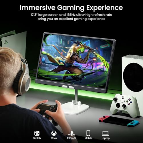 Image of VILVA Portable-Monitor-for-Laptop 17.3'' 2.5K QHD 165Hz Gaming Display, Ultra-Slim Metal Body, Built-in Stand, USB-C HDMI External Monitor for Laptop, PC, PS5, Xbox, Switch