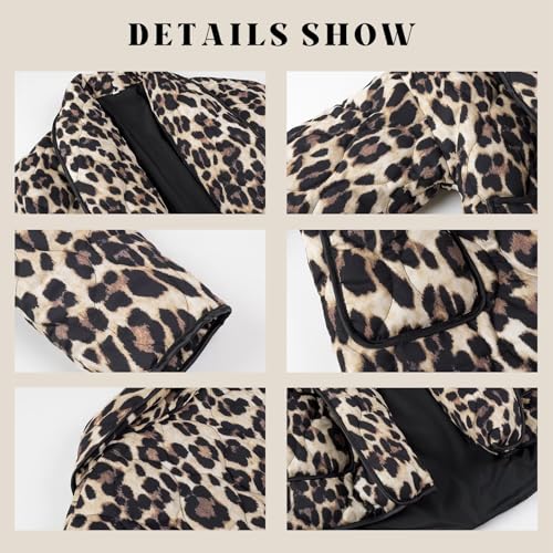 Womens Cropped Quilted Jacket Puffer Lightweight Floral Print Oversized Long Sleeve Packable Down Coat3