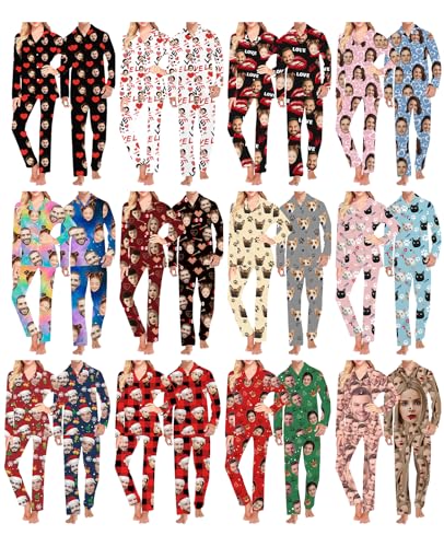 Custom Pajamas with Photo Personalized Pajamas Set for Women Men Couples Customized Face Sleepwear Nightwear Gift2