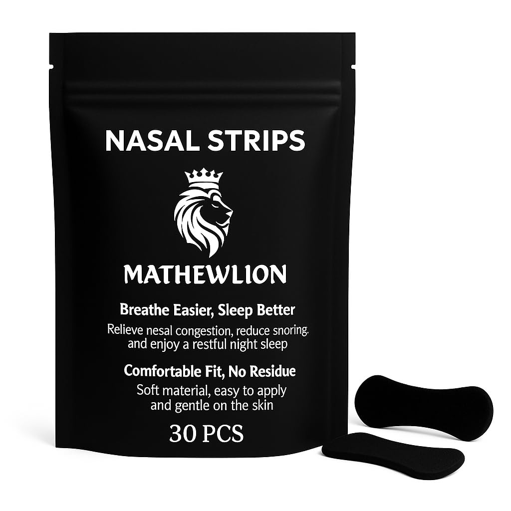 MATHEWLION Nasal Strips Anti-Snoring Breathing Improvement Nasal Opening Congestion Relief Strong Adhesive Sport Night Use 30 PCS