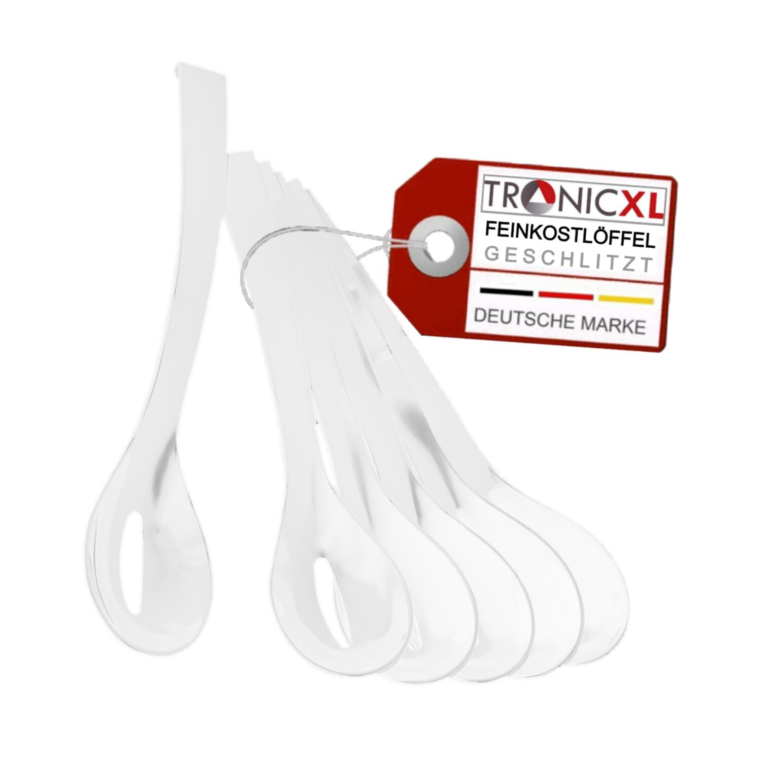TronicXL 60 sztuk łyżek do delikatesów SAN z tworzywa sztucznego szczelinowe nadają się do mycia w zmywarce łyżki cedzakowej łyżka cedzakowa łyżka cedzakowa łyżka cedzakowa łyżka cedzakowa łyżka