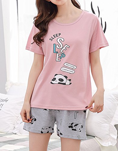 Vopmocld Big Girls' Lovely Sleepy Panda Sleepwears Cute Cartoon 2PCS Pajama Sets3