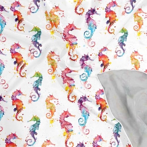 Women's Square Silk Hair Scarves and Wraps Headscarf Seahorses Colorful Head Neck Scarf Bandana 24inch4