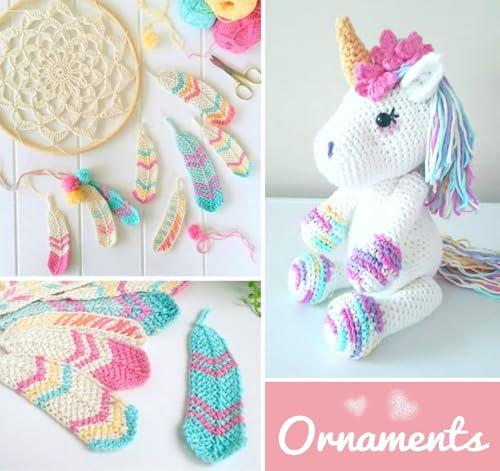 ilauke Crochet Yarn Pink&Yellow&Blue