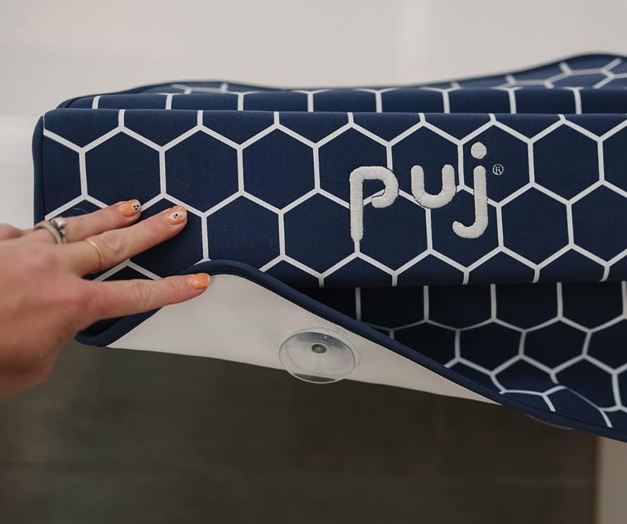 Miniatura 4 de Puj Reposabrazos de panal azul marino, con ventosas, codo extra cómodo, antideslizante, cojín de baño de bebé de agarre firme con lazo para colgar,