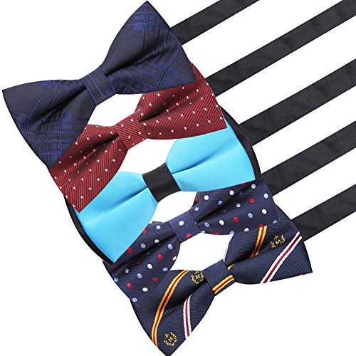 Image of AUSKY 8 PACKS Elegant Adjustable Pre-tied Bow Ties for Men Boys (1&4&5&6&8 Pack for option)