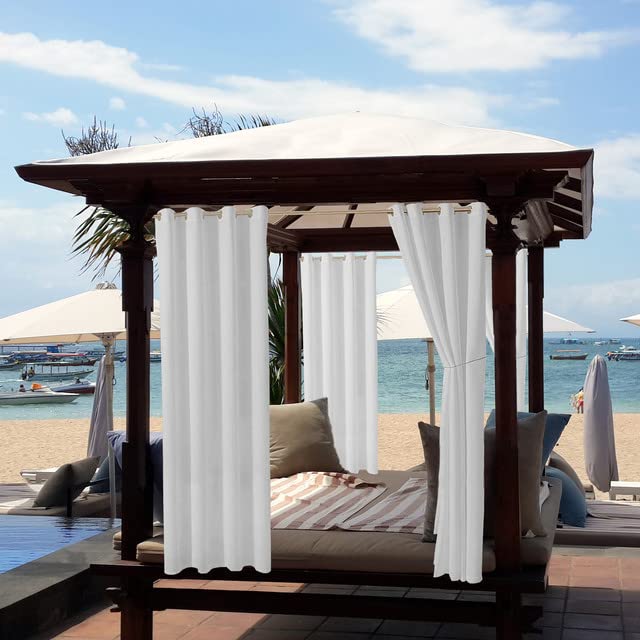 Outdoor Curtains for Garden Patio,Waterproof,Blackout Thermal Insulated Eyelet Privacy Curtain for Outside Balcony Gazebo Pergola Indoor Living Room(Nz-White,4 Panel W52"*L84") — image 1