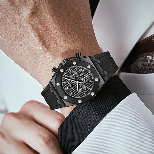 Image of Daniel Hechter Paris Tuileries Collection Multifunctional Watch for Men with Textured Octagone Dial and Silicon Strap-DHM1005