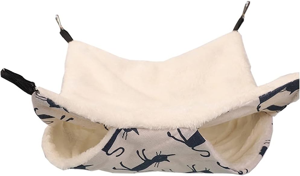 Hamster Hammock Bunk Bed Hanging Bed Rat Nest Cage Accessories Toy for Small Animals Sugar Glider Squirrel Sugar Glider Ferrets Chinchilla (Color : Lucky Cat, Size : L)