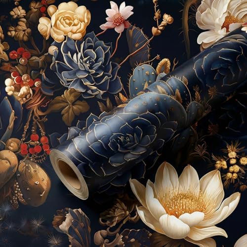 Image of VKR 3D Floral Wallpaper, Self Adhesive Decorative Peel and Stick Wall Covering Sticker for Bedroom, Living Room and Office (45 x 300 cm, Brown Flower) Pack of 1