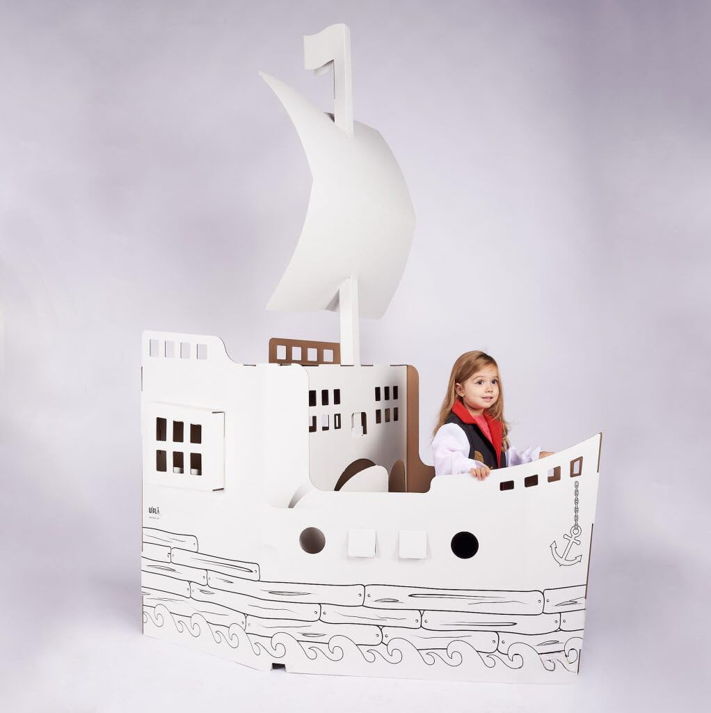 Barco pirata de cartón – Juego gigante: 1,50 x 78 x 2,11 – Juego a partir de 3 años – Ideal como regalo de cumpleaños, Navidad o decoración
