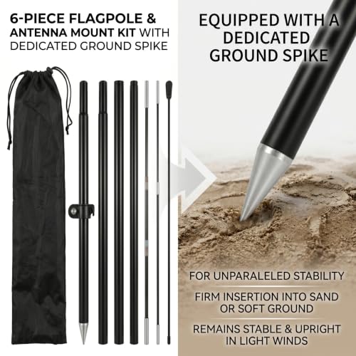 Kit de mât de drapeau 1,6x6,6 pieds avec mât de bannière multi-sections