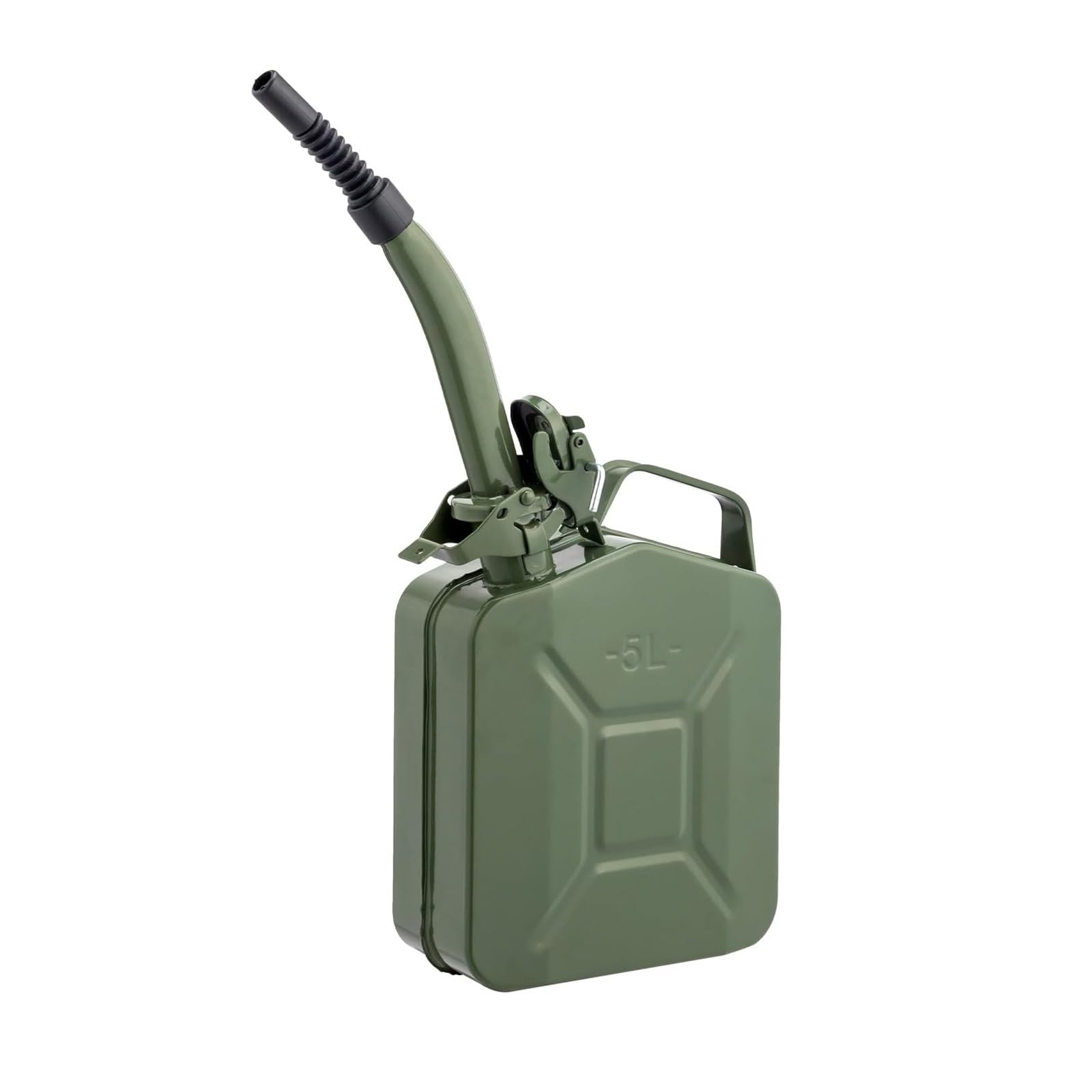 Metal Jerry Can, Portable Fuel Gas Can with Flexible Spout, Leakproof Gasoline Container for Car, Motorcycle, ATV, Lawn Mower(5L/1.3Gla)