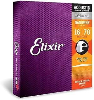 Elixir 16182 struny fosforowe brązowe struny do gitary akustycznej w powłoce NANOWEB, światło HD (.013-.053)