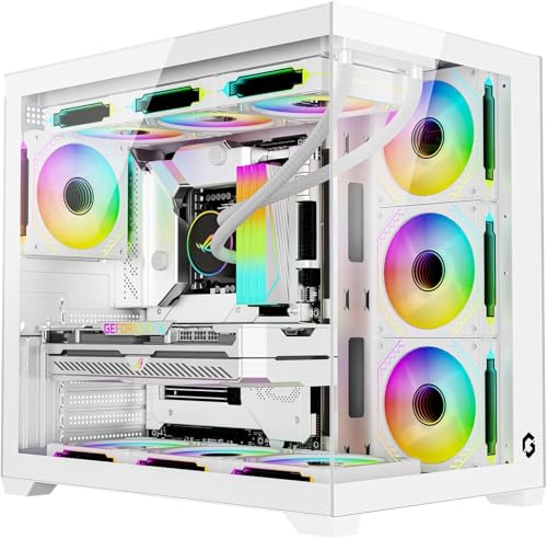 GAMEON GO-EMPERORVX-A ATX PC Case with 4 Pre-Installed 120mm ARGB Fans Type-C 400mm GPU Support 360mm Liquid Cooling Ready Tempered Glass Front & Side ATX/M-ATX/ITX Gaming Case