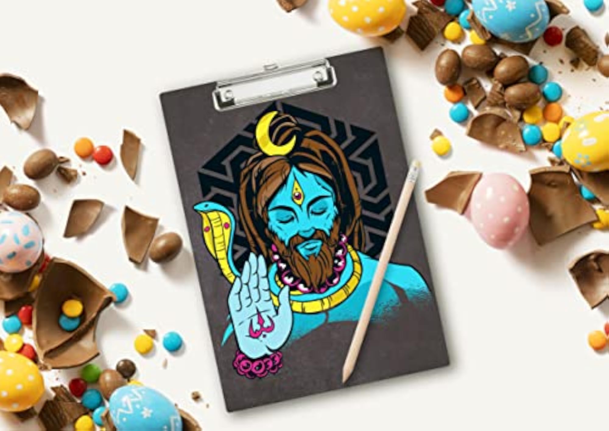 Wooden Clipboard Writing Pad for Students, Shiva Bhole Shambhu Design