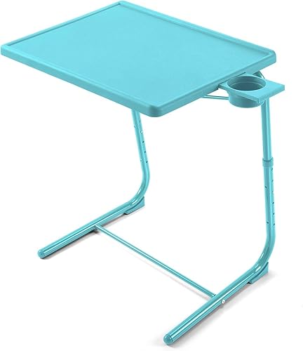 Miniatura 7 de Mesa ajustable para TV  Bandeja de TV en cama y sofá, cómoda mesa plegable con 6 ajustes de altura y 3 ángulos de inclinación (azul)