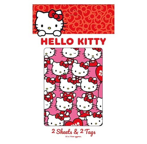 Danilo Promotions LTD Hello Kitty Wrapping Paper 2 sheets & 2 tags Pack Gift Wrap
