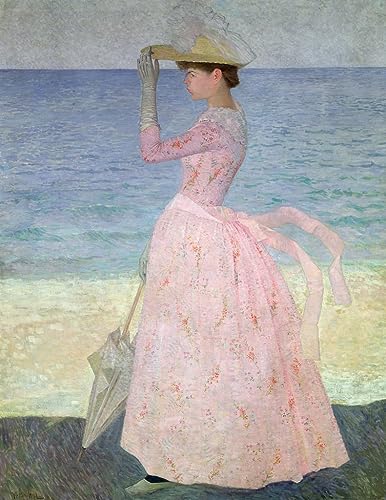 Cuadro en lienzo de La mujer con sombrilla para decorar paredes de dormitorios elegantes 60x90cm