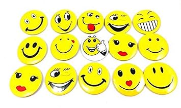 Nimida Smiley Emoji Expression Pin Badge | Assorted Multi Designs | Gang Brooch | Party Favour | Return Gift | Pack of 30 | Large Size 4.5 cm |
