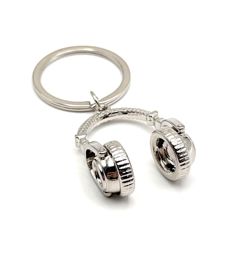 H-Customs Headphones 3D keychain pendant made of metal silver