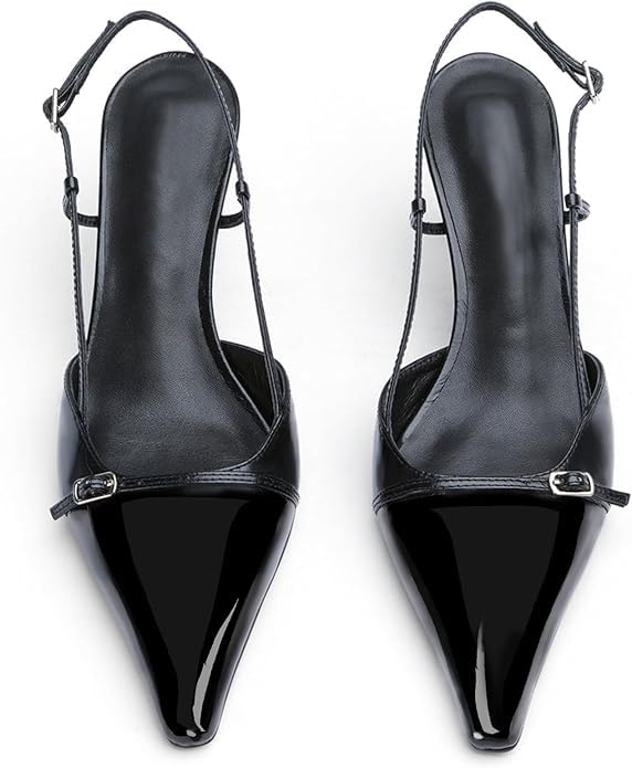 Image of MAVMAX Slingback Heels for Women Kitten Heels with Bow Pointed Close Toe Pumps Dress Party Heeled Sexy Wedding Shoes