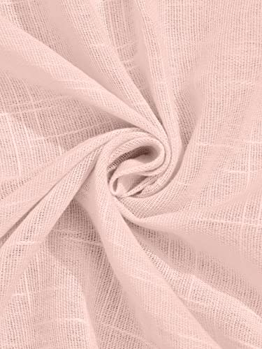 Image of Cotton Linen Solid Curtain with Eyelet Rings,Window Curtains for Pooja Room /Living Room /Dining Hall /Hotel /Bedroom /Kid Room /Kitchen (6.5 Feet, Baby Pink) Set of 2