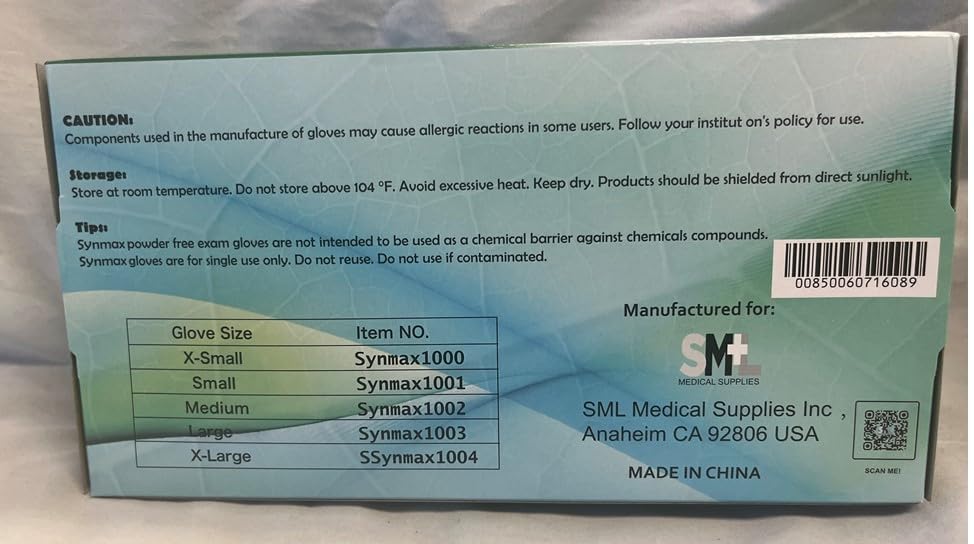 DELiCARE Large Vinyl Synmax Exam Gloves, Free,Latex and Powder Free, disposable 100 count/box