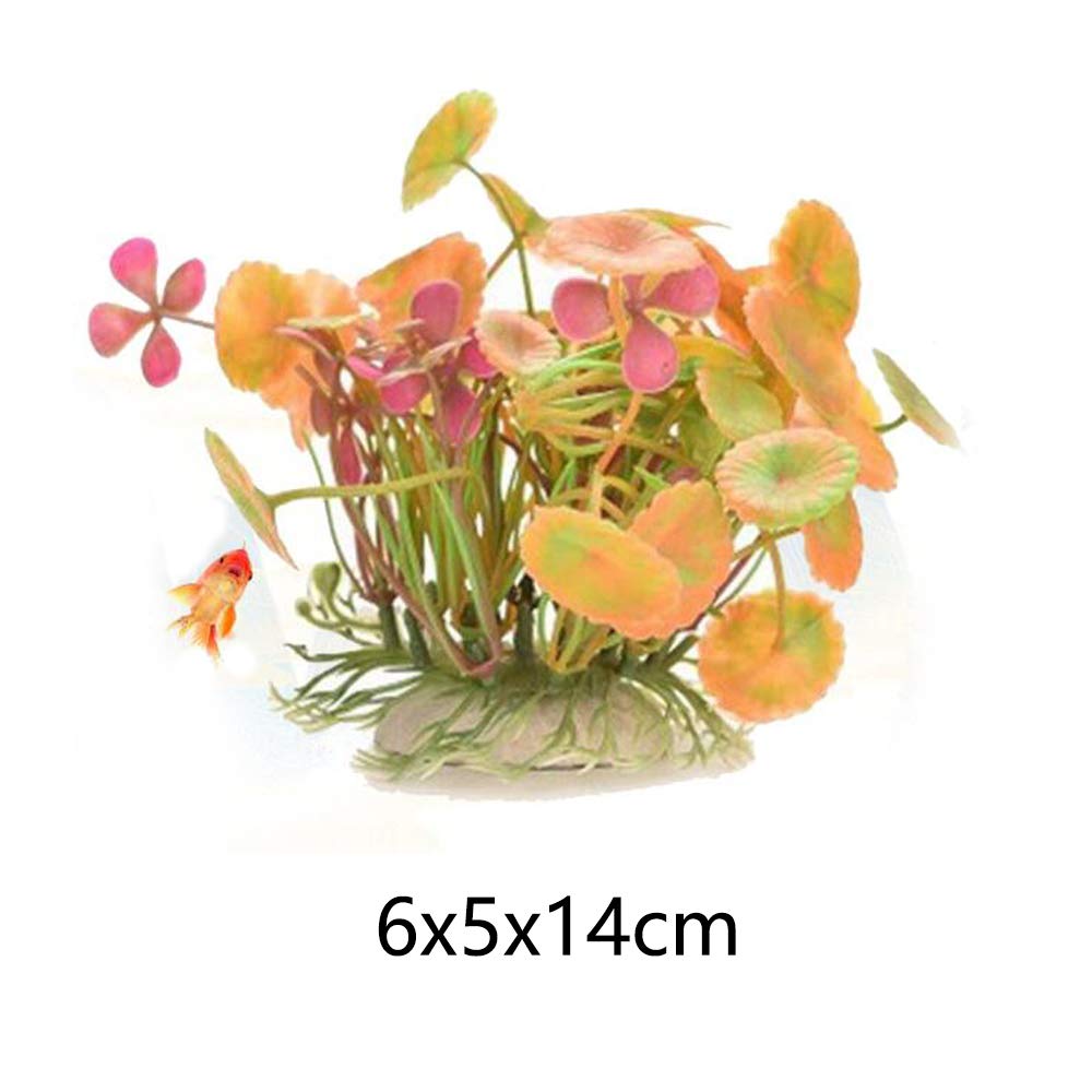 VOANZO Pack of 5 Artificial Aquarium Plants, Small Size Fish Tank Decorations Home Décor Plastic(Orange) - Image 2