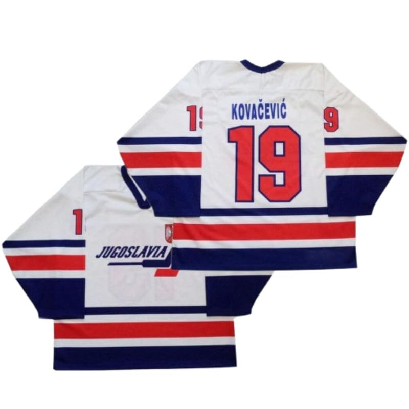 Kovacevic #19 Team Yugoslavia Hockey Jersey Sewn Custom Name Multicolor