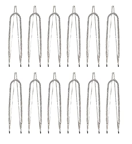 MANODHRUVA 12pcs Metal Golden Saree Chunari Pin Hijab Patli Pin Lock Pin, Pack of 12pcs