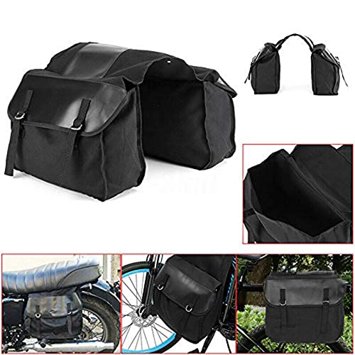 DesirePath Motorcycle Saddle Bags,Large Capacity Saddlebags Tool Bag Motorcycle Side Saddlebags Scooter Panniers Touring Black Canvas Waterproof Bag Box