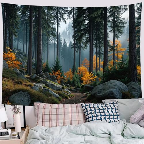 Tapisseries de chambre pour cacher un mur blanc avec un paysage automnal apaisant