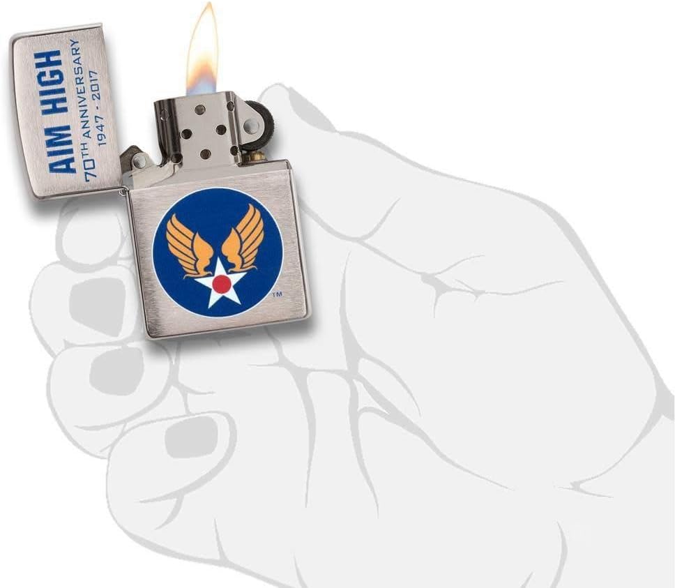 Zippo Hap Arnold Wings Brushed Chrome Pocket Lighter
