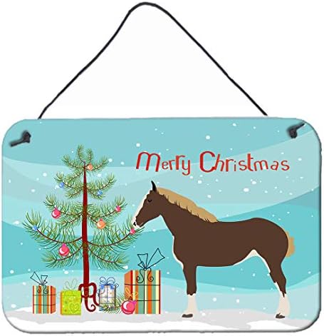 Caroline's Treasures BB9273DS812 Percheron Horse Christmas Wall or Door Hanging Prints, Teal Aluminum Metal Sign Kitchen Wall Bar Bathroom Plaque Home Decor, 8x12, Multicolor image 3