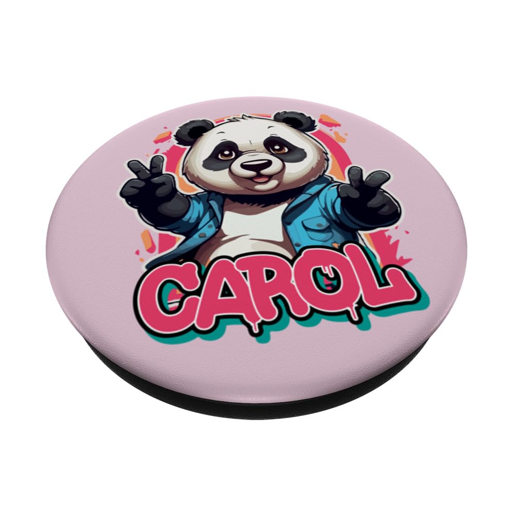 CAROL - Beautiful girl name with adorable Panda PopSockets Swappable PopGrip, Black - Image 2