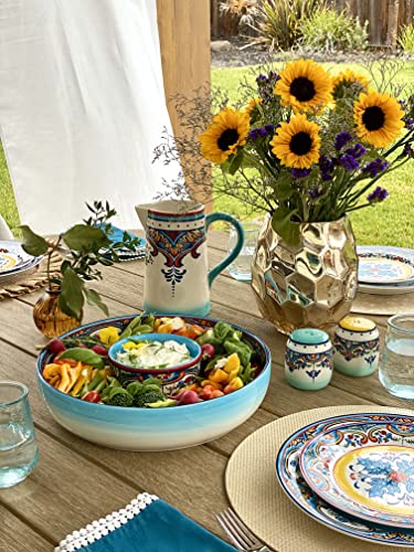 Euro Ceramica Zanzibar Chip And Dip Bowl, 2 Piece Set, Multicolor, 24 Ounces #TOP5