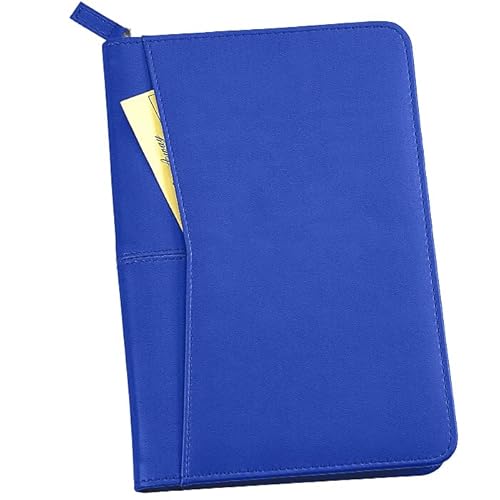 Lcjtop Junior Business Padfolio - Pasta de couro PU A5 e pasta de fichário com zíper com bloco de es