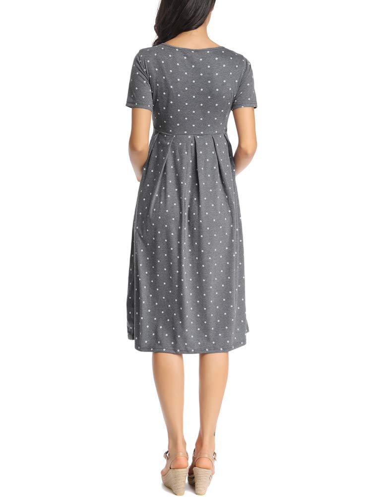 Vestido de maternidad de manga corta para mujer, casual, acampanado, vestido midi para embarazada