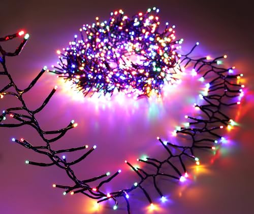 Image of Christmas Concepts® 1000 Multi-Coloured LED Cluster Christmas Lights - 12m (40ft) - Comes with 8 Function Controller
