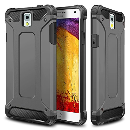 WOLLONY Galaxy Note 3 Case, Rugged Hybrid Dual Layer Hard Shell Armor Protective Back Case Shockproof Cover for Galaxy Note 3 Case - Slim Fit - Heavy Duty - Impact Resistant Bumper(Grey)