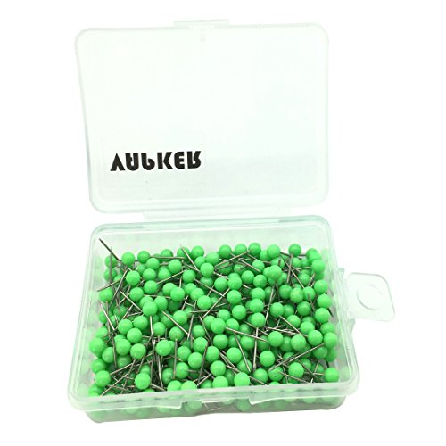 VAPKER 1/8 Inch Map Tacks Round Plastic Head Push pins with Stainless Point(Box of 300 Light Green Color pins)
