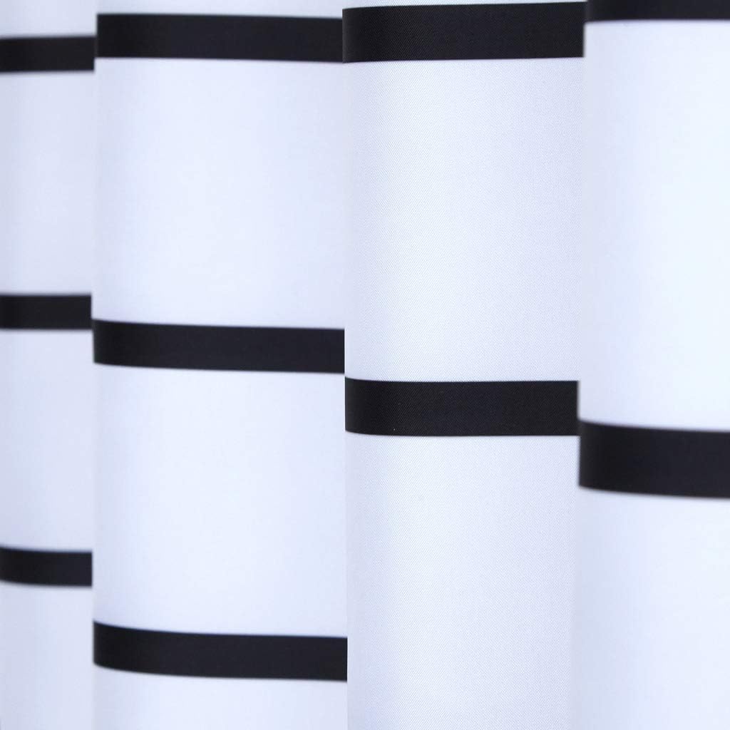 Rarva Washable Waterproof Polyester(Best Hotel Quality Eco Friendly) Liner Set for Bathroom Fabric Shower Curtain with Hooks - 72 x 78 inches,White Stripe Geometric
