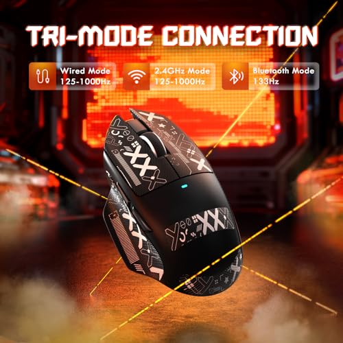 Image of ATTACK SHARK V6 65g Superlight Wireless Gaming Mouse with Magnetic Charging Dock,BT /2.4GHz Wireless /Wired Mouse 1K Polling,PixArt PAW3311 Sensor,25000DPI,Tape,Office Gamer Mice for PC /Win /Mac(Black)