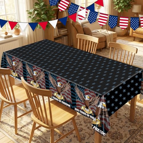 Image of Labeol 3 Pack 250th Anniversary Tablecloth Patriotic 1776-2026 USA Decorations for July 4th Independence Day for Rectangular Table, 108 inch L x 54 inch W