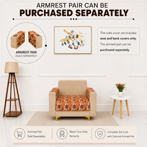 Image of Homerz Premium Printed Quilted Velvet Sofa Slip Cover Protector, Sofa Mat, Exact Size, Antislip Cover (Bloomora, 1 Seater, Half)