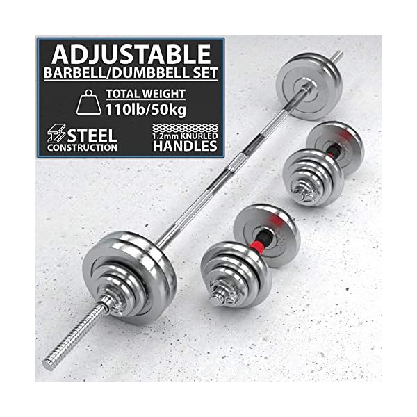 Synergee 50KG Adjustable Dumbbell & Barbell Set