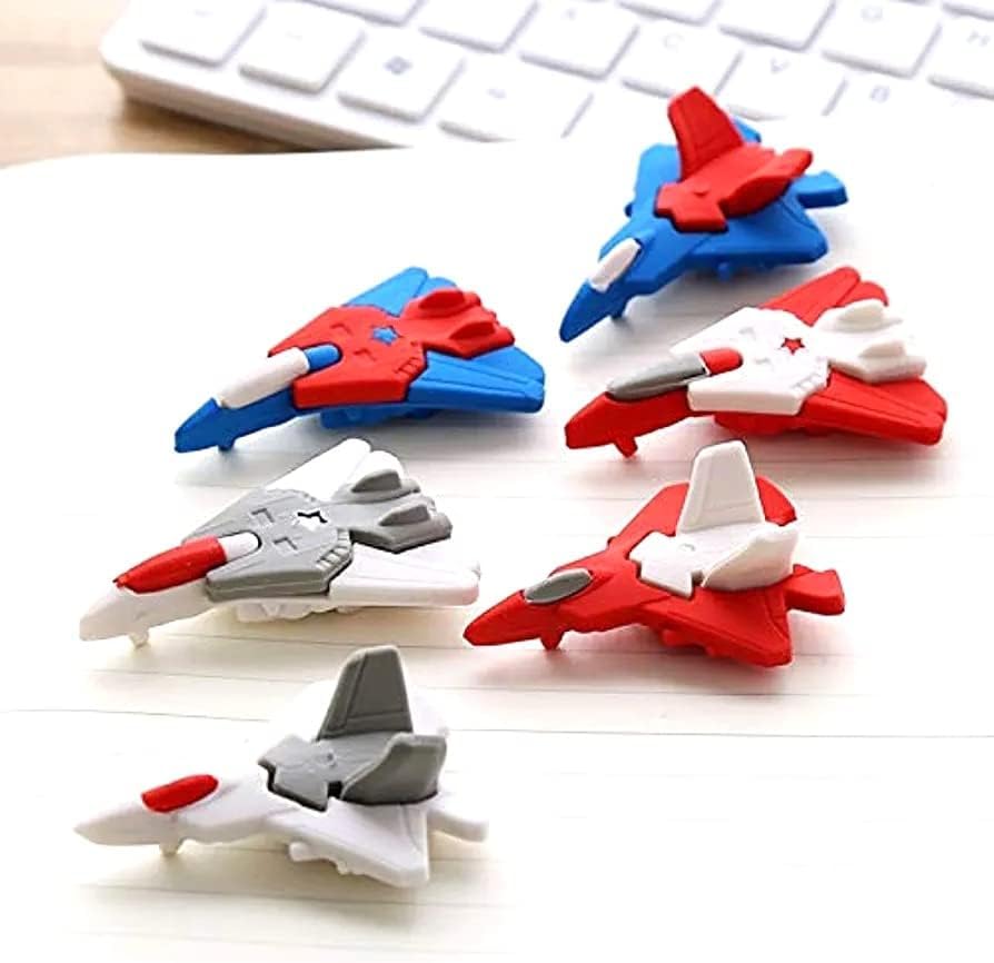 Image of AK Store (Pack of 4) 3D Cute Cartoon Shape Rubber Pencil Erasers, School Stationery for Kids, Boys Girls, Birthday Return Gifts (Fighter Planes)