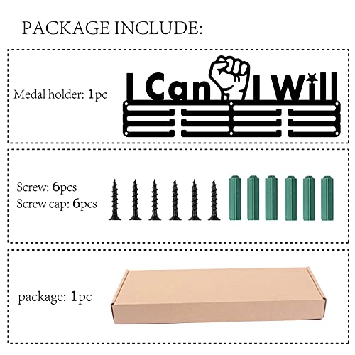 CREATCABIN I Can I Will Medaille Houder Medailles Display Stand Muur Mount Hanger Decor Rvs Opknoping Home Badge Opslag Thuis Badge Opslag voor Running Marathon Voetbal Gymnastiek Meer dan 60 medailles - Image 6